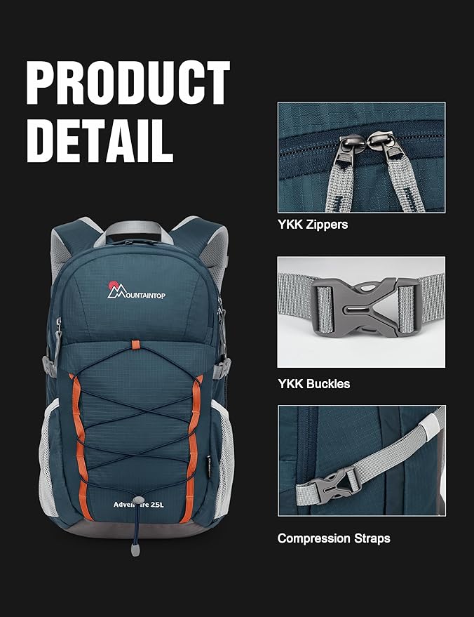 MOUNTAINTOP 25L Hiking BackpackLightweight Travel Backpack for Men Women Outdoor Backpacking Camping
