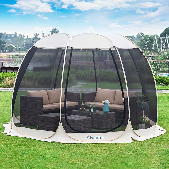 Alvantor Pop Up Screen House Gazebo with Mosquito Netting Instant UV Resistant Sun Shelter for Patio &amp Backyard Portable Canopy Tent for 2-10 Person