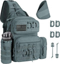 CVLIFE Tactical Sling Bag Backpack for Men Military Shoulder Sling Bag Molle Army Assault Detachable Tactical Bag (Grey)