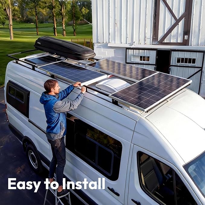 JJN 100 Watt Solar Panels 10BB Monocrystalline 12V 100W Solar Panel 23% High Efficiency PV Module Power Charger for RV Home Farm Boat Caravan and Off-Grid Applications