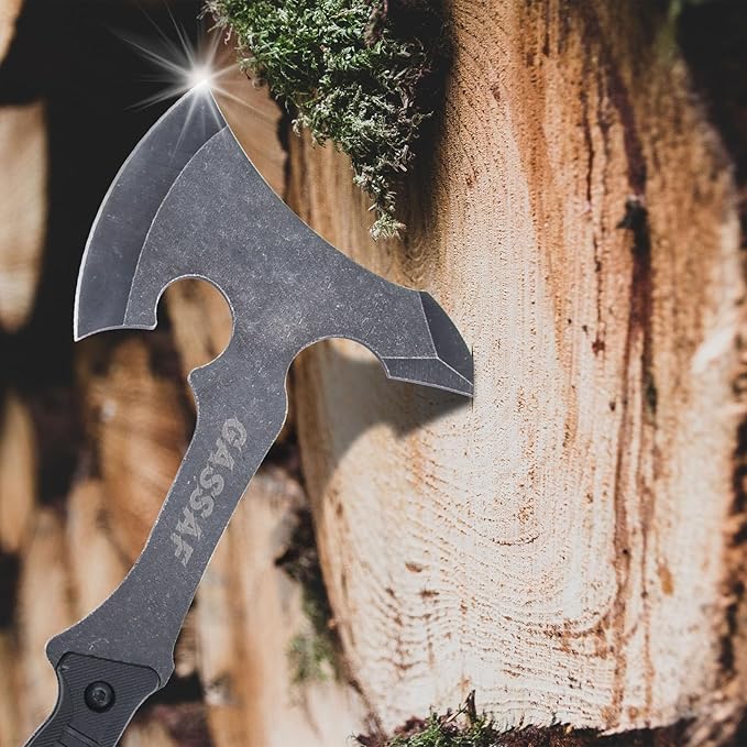 GasSaf Throwing Axe Knife Set Stainless Steel Throwing Tomahawk Axe and Stainless Steel Well-Balanced Throwing Knife Protective Nylon Sheath for Recreation and Competition（3 Packs）