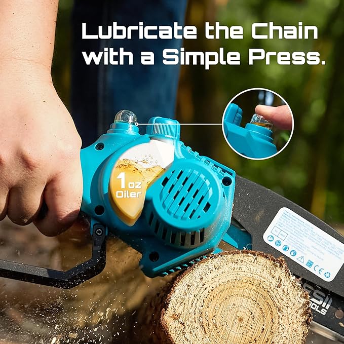 SEESII Chainsaw 6 Inch Mini Electric Chainsaw Cordless Battery Powered 2026 Upgraded Hand Held Saw with 2x2000mAh Battery for Wood/Trees Trimming Chain Saw Gift for Men Dad Husband Fathers Gardener
