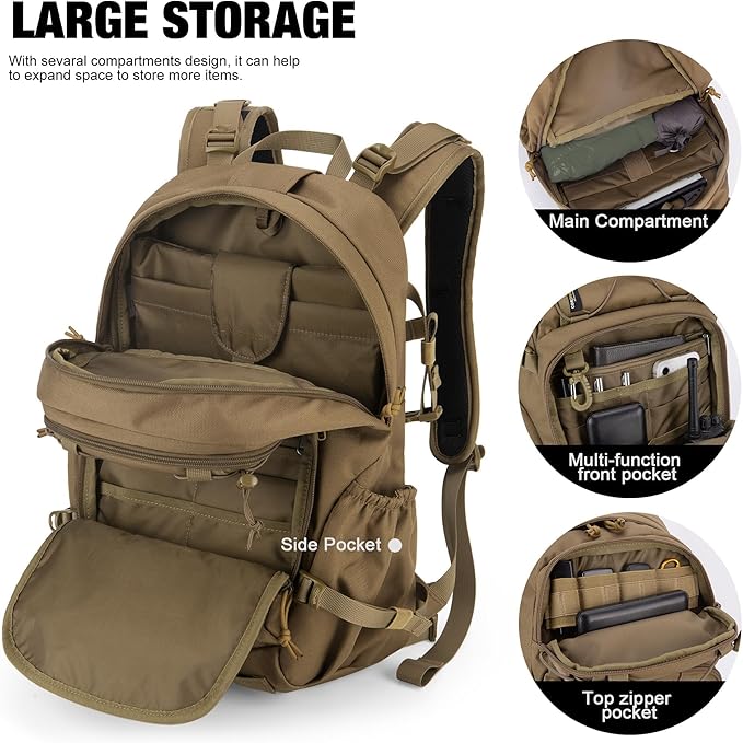 Mardingtop Small Military Tactical Backpack for Men25L Molle Cordura Backpack for HikingCampingRucking