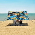 ALAZA Blue Tiger Pizza Pattern Beach Tent Sun Shelter Portable Canopy Sunshade for Outdoor Camping Picnics Backyard Fun 10x9 ft