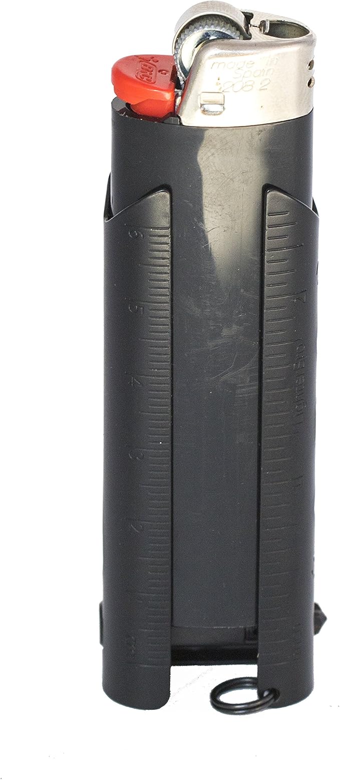 LighterBro Pro Lighter Sleeve - Multi-Tool - 420 Stainless Steel - Easily Fits Your Favorite Lighters - Includes Mini Pocket Knife Ruler Scissors Screwdriver Poker Key Ring &amp More (Black)