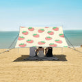 ALAZA Strawberry Beige Background Pattern Beach Tent Sun Shelter Portable Canopy Sunshade for Outdoor Camping Picnics Backyard Fun 10x9 ft