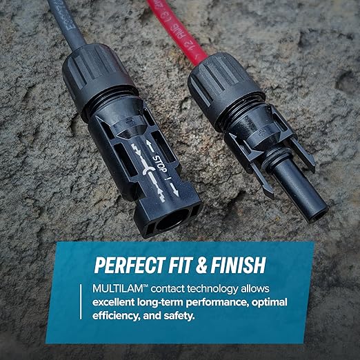 TEMCo Solar Panel Extension Cable 12 AWG 15 Ft Red + 15 Ft Black w/Staubli MC4 Connectors