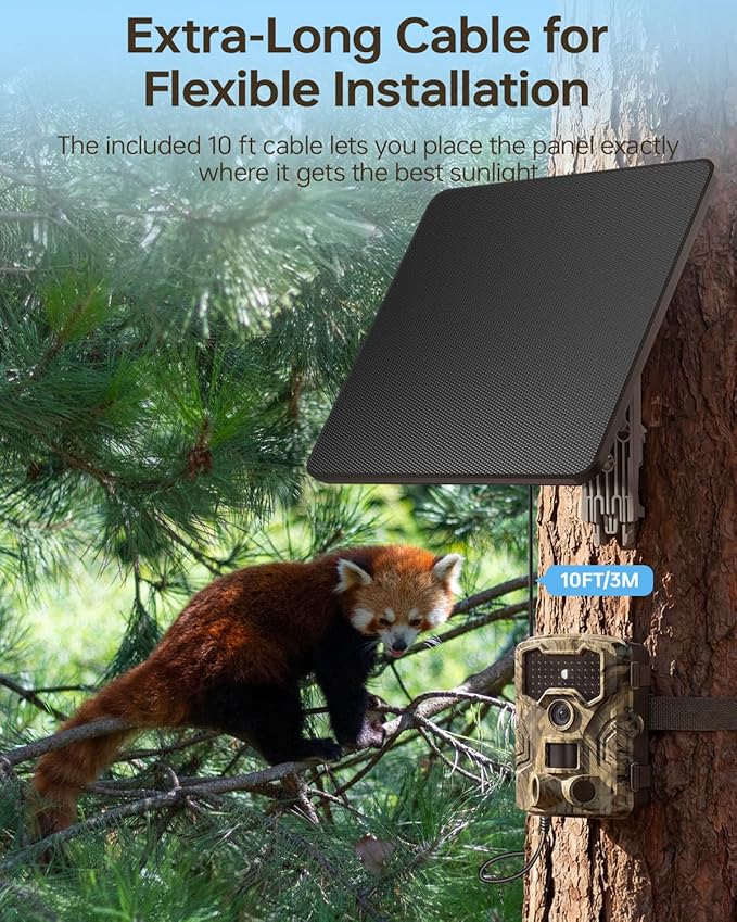 Trail Camera Solar Panel KJK 6W Solar Battery Charger 12V/1.5A with 10000mAh Built-in Battery IP67 Waterproof for Cellular &amp Wireless Hunting Cameras