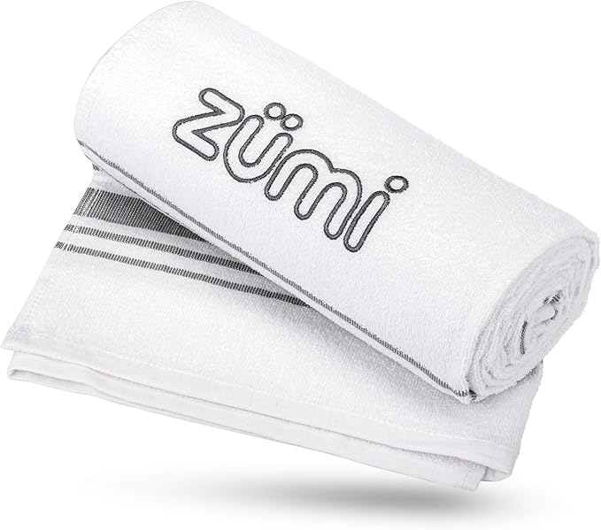 Zumi 100% Cotton Quick Dry Large Travel Towel - Soft Thin Compact Highly Absorbent Lightweight Camping Towel for Beach Gym Bath Shower Swimming Dorm RV - White