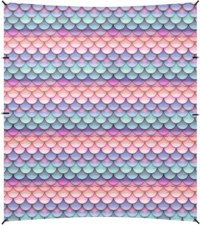 ALAZA Mermaid Gradient Color Beach Tent Sun Shelter UPF50+ Protection Beach Shade Canopy w/ 4 Sandbags for Outdoor Camping Fishing Backyard Fun Picnic 10x9 ft