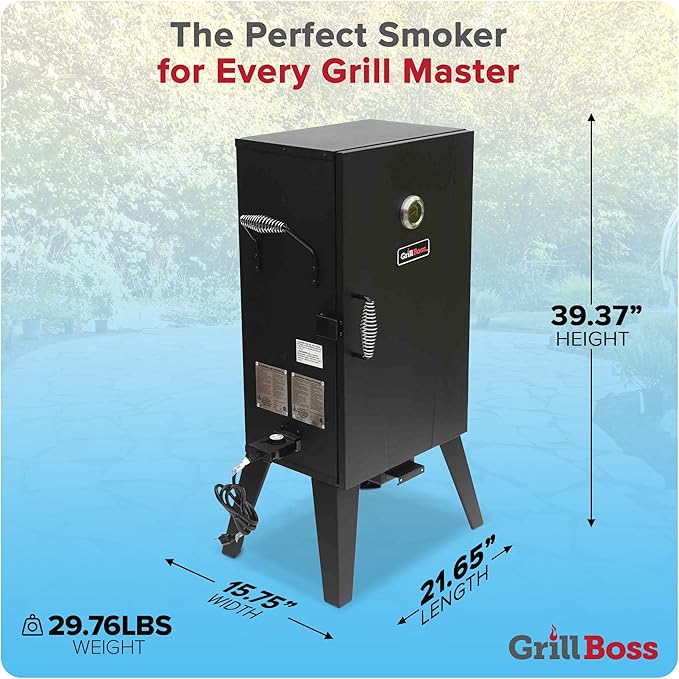 Grill Boss Electric Pellet Smoker Vertical BBQ with Digital Controls Black