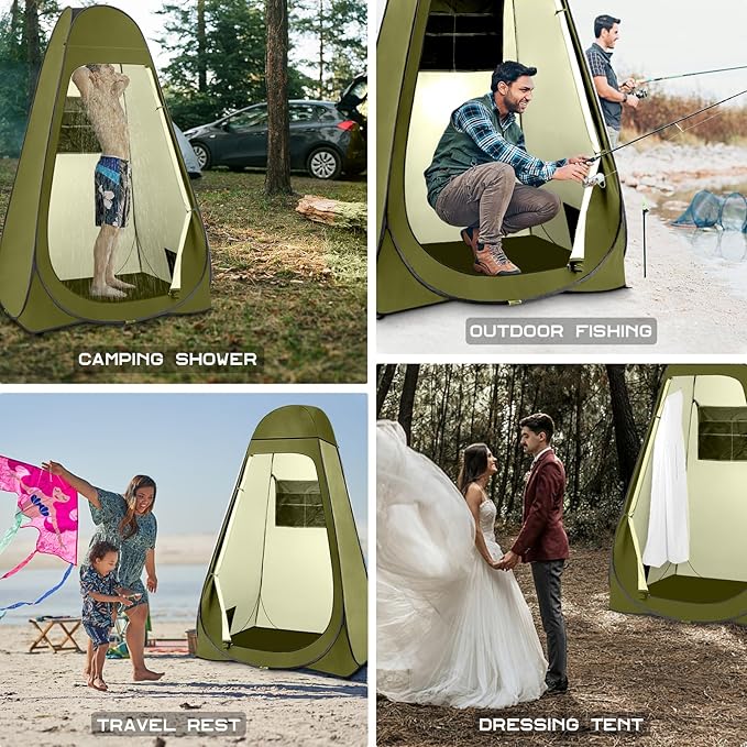 BRIAN &amp DANY Pop Up Shower Tent Portable Privacy Camping Changing Tent Camp Toilet Bathroom Pod with Rain Shelter &amp Windows UPF 50+ &amp Waterproof 47.2 x 47.2 x 74.8