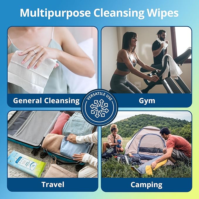 WhyWorry Ultra Thick Bathing Wipes for Adults Rinse Free Large Body Wipes for Women Men Elderly Care &amp Cleaning 8 x 12 Disposable Shower Washcloths for Gym &amp Camping Unscented 100 Coun