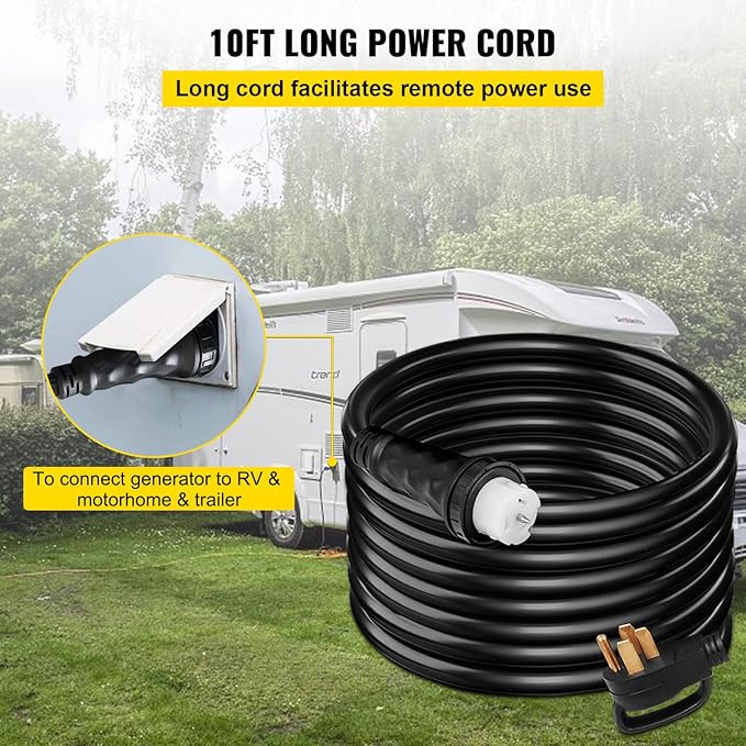 VEVOR 10 FT 50 Amp Generator Extension Cord STW 45446 + 45505 Generator Cord 125V 250V Generator Power Cord N14-50P &amp SS2-50R &amp CS6364 Twist Lock Connectors