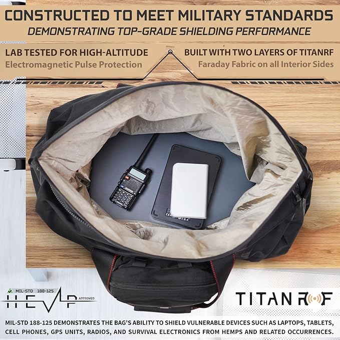 Mission Darkness X2 Faraday Duffel Bag + Detachable MOLLE Faraday Pouch (Gen 2) // Military-Grade RF Shielding for Large Electronics &amp Mobile Devices // Digital Forensics Signal Isolation Data Pri