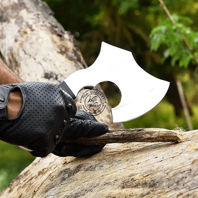 Handmade Stainless Steel Camping Hatchet Axe Hunting Knife 10.50 Full Tang Small Axe Camp Hatchet with Leather Sheath Survival Hatchet Tomahawk Axe for Outdoor Bushcraft Hiking KKH-42