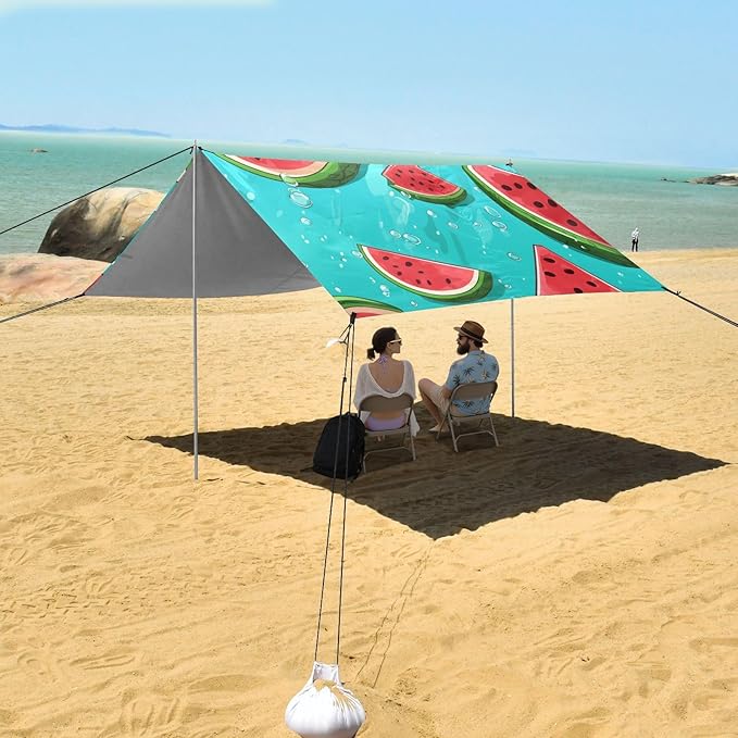 ALAZA Watermelon Watercolor Beach Tent Sun Shelter Portable Canopy Sunshade for Outdoor Camping Picnics Backyard Fun 10x9 ft
