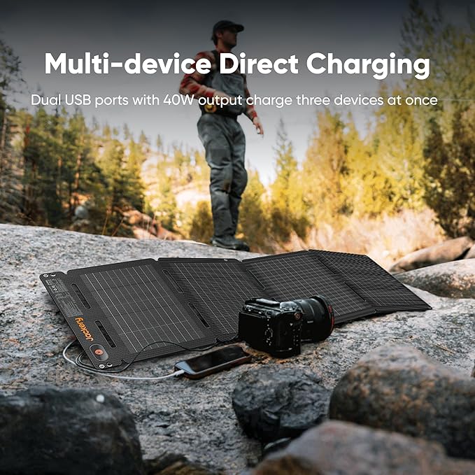 Jackery SolarSaga 40W Mini Solar PanelPortable Solar Panels with USB-C &amp USB-A PortsBook-Sized Foldable Solar Charger for PhonesCompatible with Jackery E300Plus IP68 Waterproof for Hiking&amp