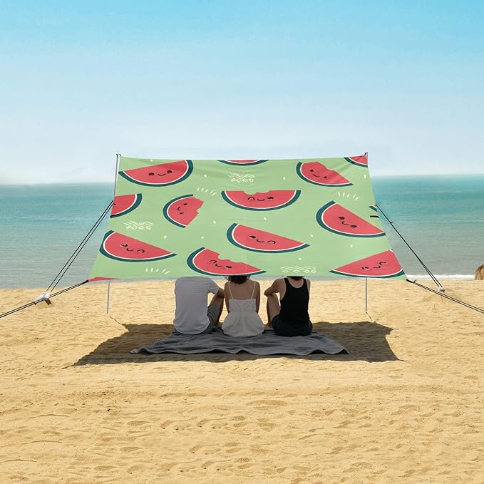 ALAZA Funny Watermelon Pattern Beach Tent Sun Shelter Portable Canopy Sunshade for Outdoor Camping Picnics Backyard Fun 10x9 ft