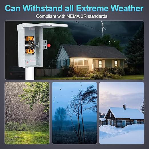 100A Generator Transfer Switch 12000/24000/45000W General-Duty Double-Throw Safety Switch 120/240/450V Manual Transfer Switch with Arc Extinguishing Cover NEMA 3R Standards for Indoor/Outdoor Use