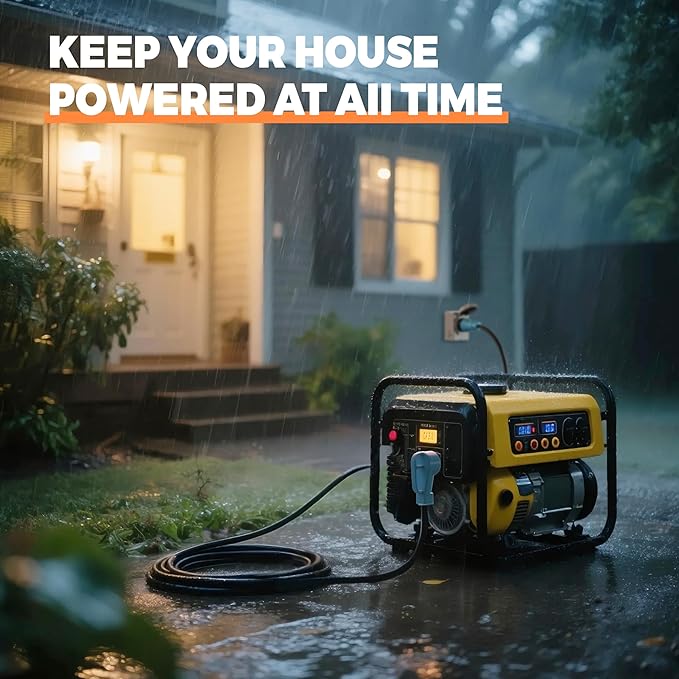 50 Amp 25 Feet Generator Extension Cord NEMA 14-50P Male to SS2-50R &amp CS6364 STW 6/3+8/1 AWG 125/250V Generator Power Cord Twist Lock Connectors for Generator to House
