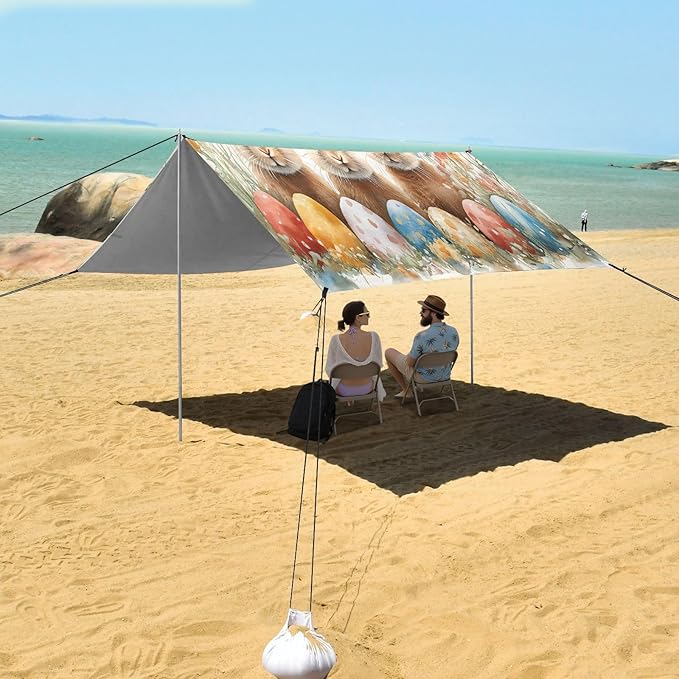 Spring Easter Cute Bunny Beach Tent Sun Shelter Set UPF50+ UV Protection 10.5 x 9.19 FT Camping Shade Canopy with Sandbags Sand Anchors Carrying Bag and Others