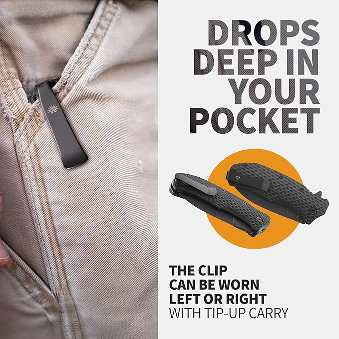 Off-Grid Knives - Rapid Fire Stinger Assisted Spear Point Blade Hard Use Build Tactical Camping &amp Survival EDC Cryo D2 Steel G10 Scales Deep Pocket Carry (Blackout)