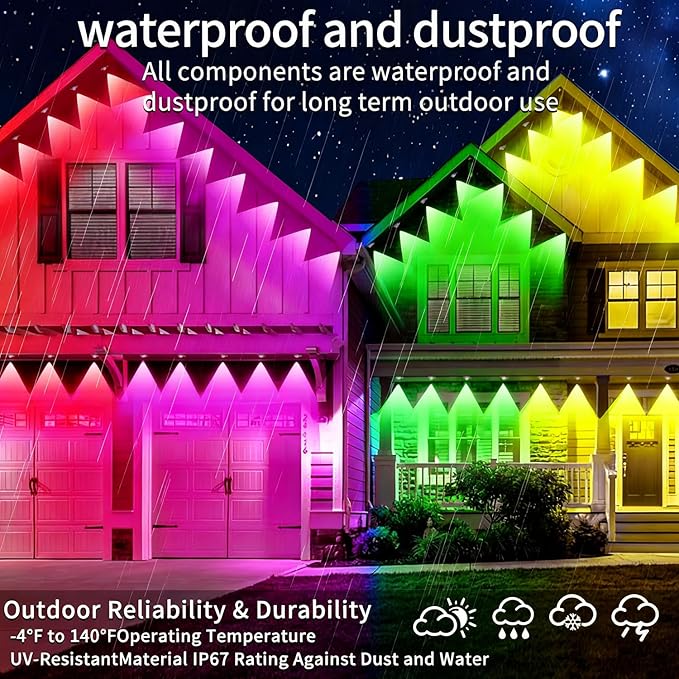 500FT Permanent Outdoor Lights House Outside Permanent Christmas Lights App/Remote Control IP67 Waterproof Permanent led Lighting for house roof decor Christmas Daily &amp Holiday Party Decor