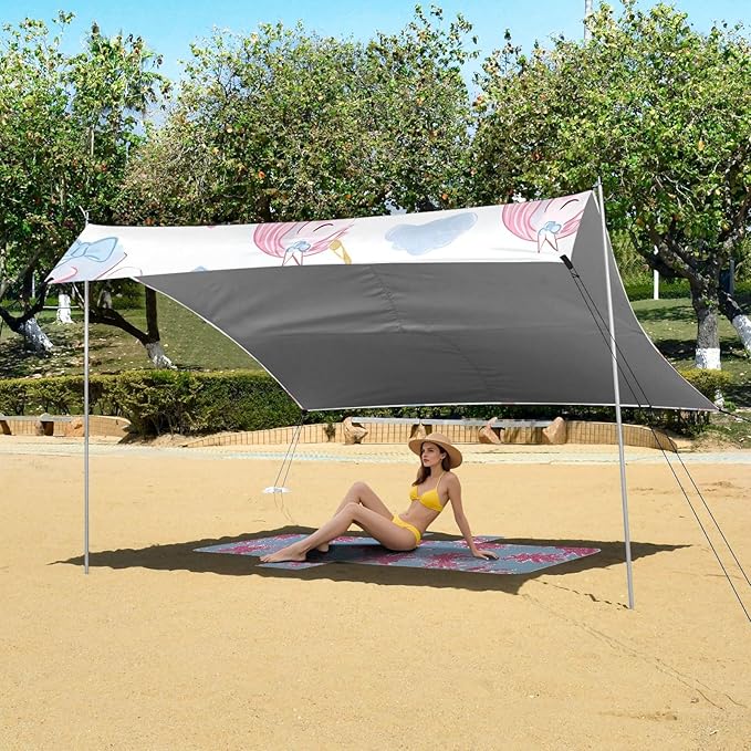 ALAZA Unicorn Rainbow Umbrella Pattern Beach Tent Sun Shelter Portable Canopy Sunshade for Outdoor Camping Picnics Backyard Fun 10x9 ft