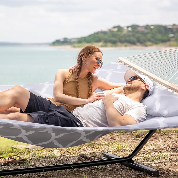 SUNCREAT Replacement Hammock for Stand 475 lbs Capacity Two Person Backyard Hammock for Outside Gray Cloud