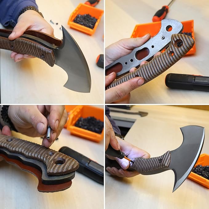 AncientSmithy Tomahawk Axe - Handmade Tactical Tomahawk Hatchet - Full Tang Combat Axe for Military Camping and Outdoor Activities (Blade and Spike with Leather Sheath)