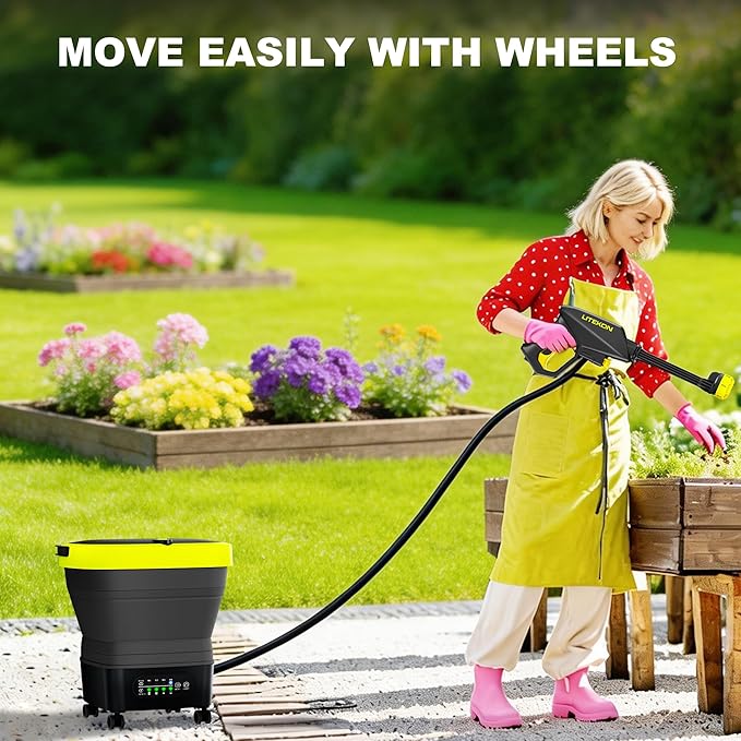 Litekon Cordless WasherFoldable Washer with 4.5Gal Tank 10FT Hose