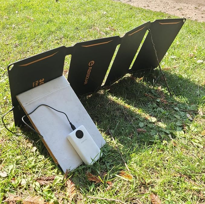 FlexSolar 30W Portable Solar Charger ETFE Foldable Panel with QC3.0 18W USB-A/USB-C &amp IP67 Waterproof - Fast Charging for Phones Tablets Power Banks in Camping Hiking Outdoor
