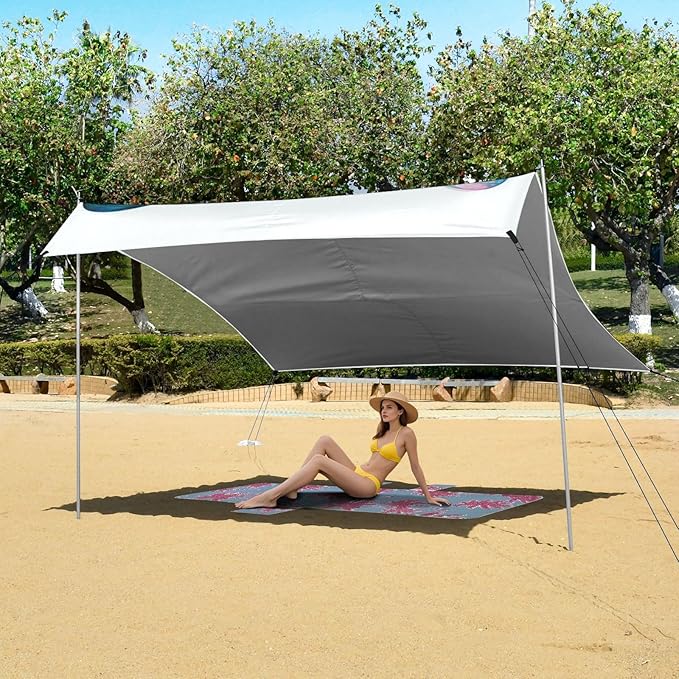 ALAZA Butterfly Watercolor Beach Tent Sun Shelter UPF50+ Protection Beach Shade Canopy w/ 4 Sandbags for Outdoor Camping Fishing Backyard Fun Picnic 10x9 ft