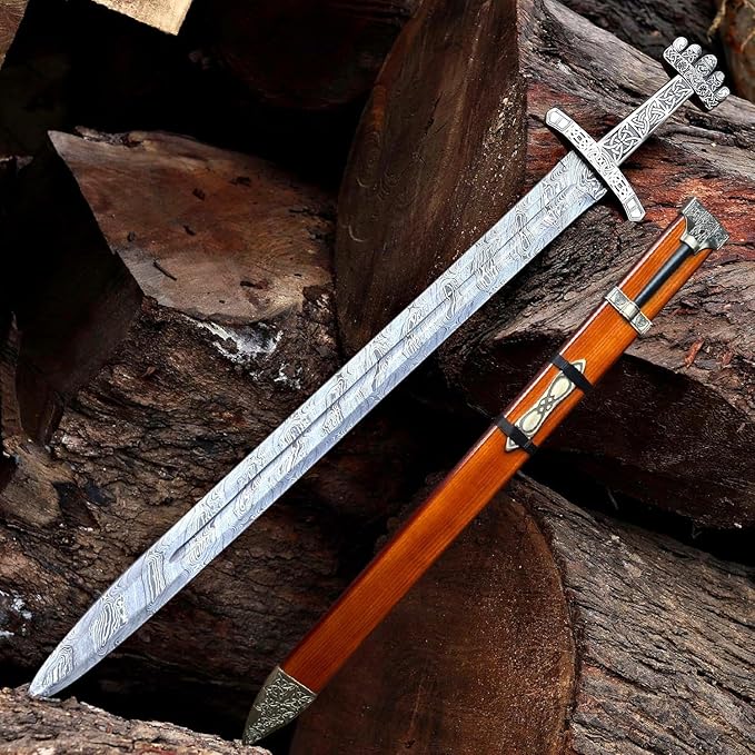 Custom Handmade Viking Sword High Carbon Steel 5160 Blade with Leather Scabbard and Gift for him