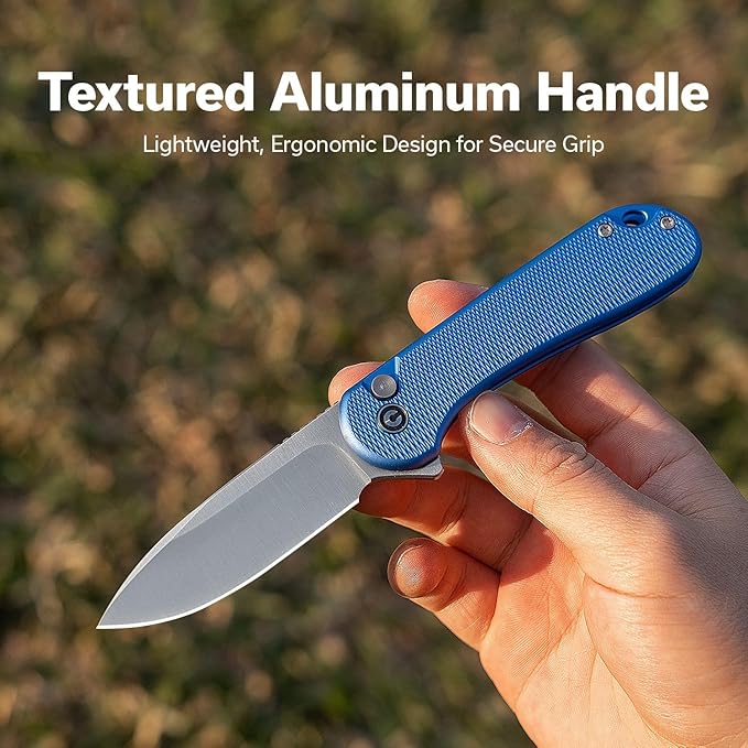 CIVIVI Elementum II Pocket Folding Knife 2.96 Nitro-V Steel Blade Aluminum Handle Knife with Deep Carry Pocket Clip for EDC Camping Hiking Hunting C18062PD-2 Blue