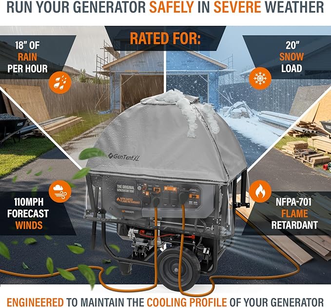 GenTent XL Open Frame Running Cover – Universal Kit Generator Tent for Larger Generators (Gray XL - Standard)