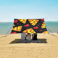 ALAZA Pizza Red Heart Pattern Beach Tent Sun Shelter Portable Canopy Sunshade for Outdoor Camping Picnics Backyard Fun 10x9 ft