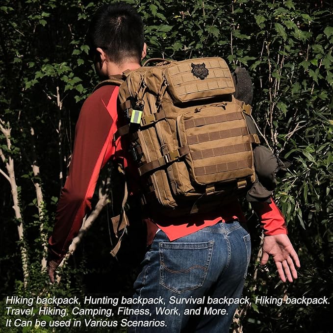 45L Tactical Backpack for Men Women Military Assault Pack with MOLLE Large 3 Day Bug Out Bag for Hiking Camping