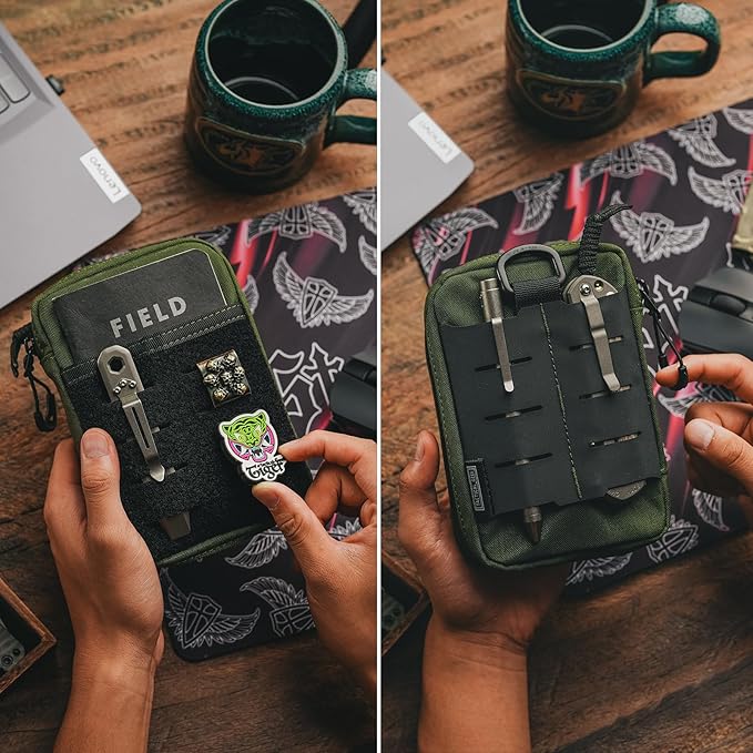 TACTICAL GEEK EDC Compact Waist Pocket Pouch Men EDC Pouch Organizer Multi-Purpose Molle Tool Pouch for Multitools Utility Tool Organizer Bag for Daily Essentials Carry(Block E3.0-GY)