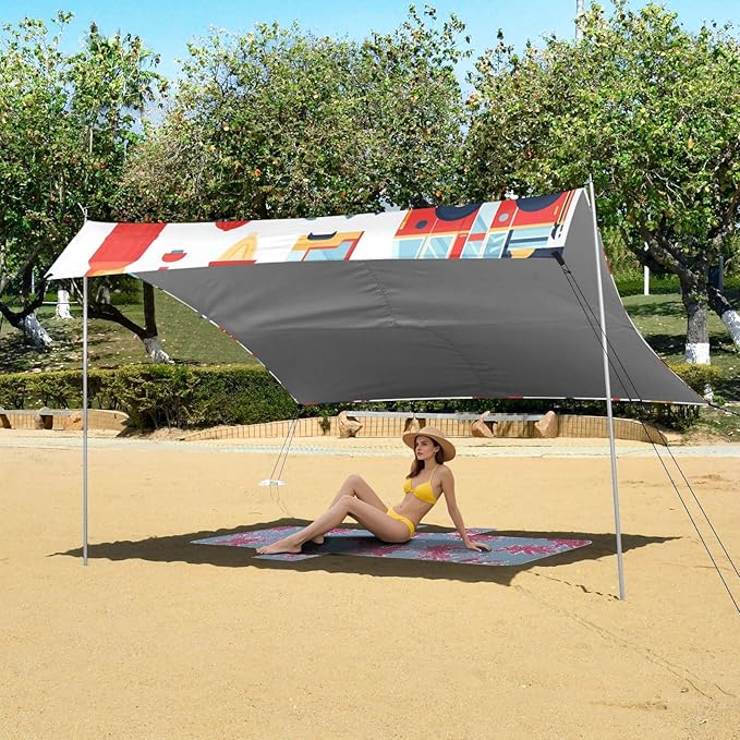 Fire Trucks Helmets Beach Tent UPF50 Lightweight Large Portable Sun Shelter with Sandbags and Shovel for Family Trips Picnics &amp Camping
