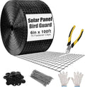 6in X 100ft Solar Panel Bird Guard - 1/2 Black PVC Mesh Galvanized Rust-Resistant Net Critter Guard for Solar Panels with 70 Fastener Clips Gloves Cutting Pliers