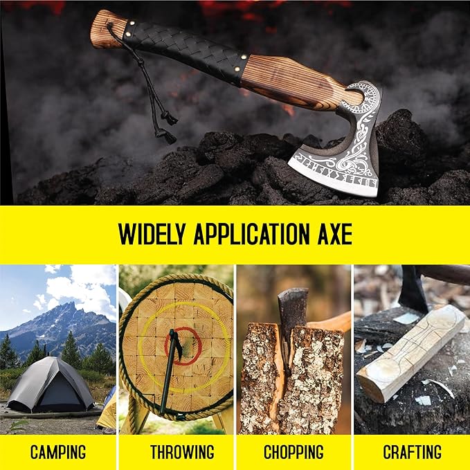 17.5 Handmade Viking Axe - Ideal for Collectors &amp Enthusiasts | Authentic Artisan-Crafted | Medieval Styled Axe with Durable and Robust High Carbon Steel