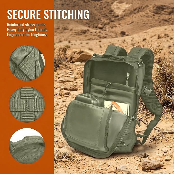 Small Tactical Backpack Military Daypack 12L Molle Bag Rucksack Army Daypack for OutdoorHikingCampingTravel (Green)