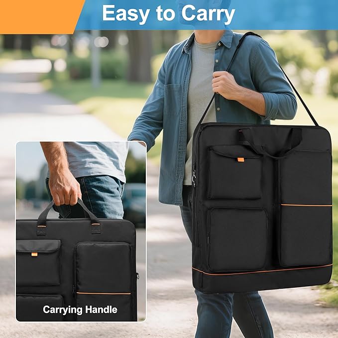 HODRANT Solar Panel Bag Carrying Case Compatible with Anker SOLIX PS30 PS100 PS200 Double-layer Storage Carrier for 2 Panels Protective Travel Organizer with Multi Pockets &amp Shoulder Strap