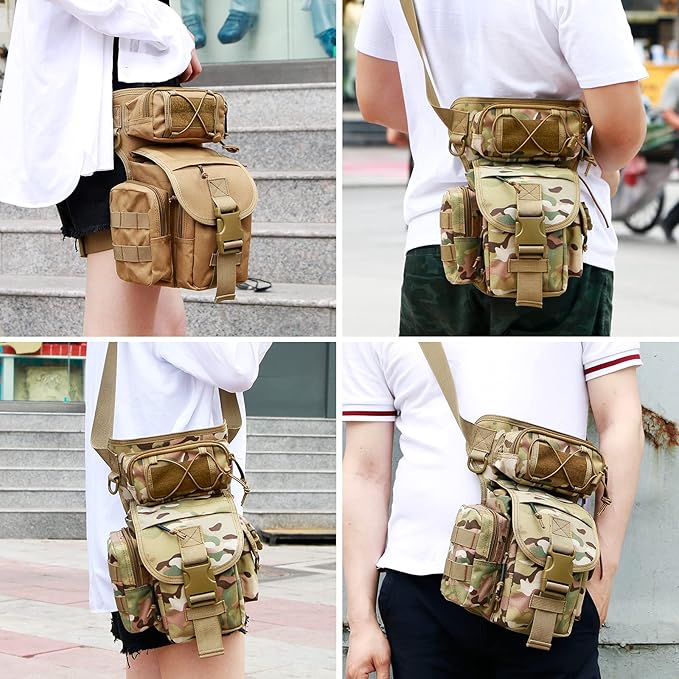 Waterproof Tactical Drop Leg Pouch Bag Type B Cross Over Leg Rig Outdoor Bike Cycling Hiking Thigh Bag (C)