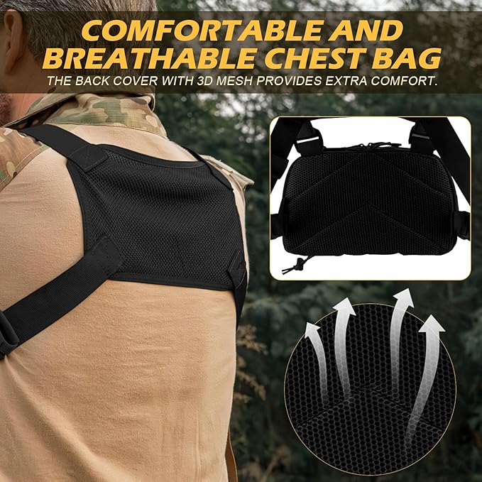 Tactical Chest Pack Bag Molle EDC Pouch Bag with CCW Compartment Adjustable Strap Workouts Fishing Hunting
