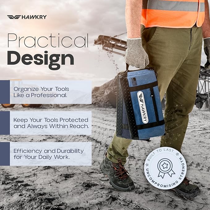 HAWKRY Heavy Duty Canvas Tool Bag Set of 2 – Waterproof Canvas Zipper Pouch Garden Tool Bag Construction Bags Heavy Duty Small Zipper Pouch Motorcycle Tool Multipurpose Fishing Bag
