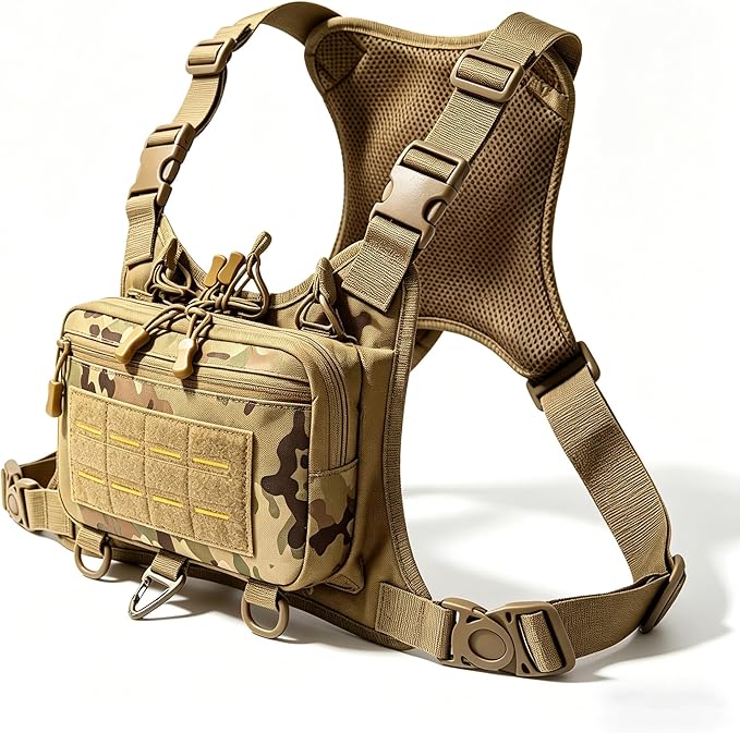 Tactical Chest Pack EDC Chest Bag Utility Molle Chest Rig Pouch with CCW Compartment Adjustable Strap Admin Pouch