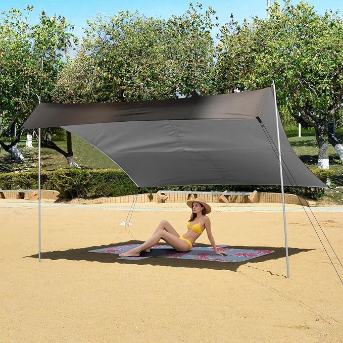 ALAZA A Brown Labrador Puppy Lies on The Floor Beach Tent Sun Shelter Portable Canopy Sunshade for Outdoor Camping Picnics Backyard Fun 10x9 ft